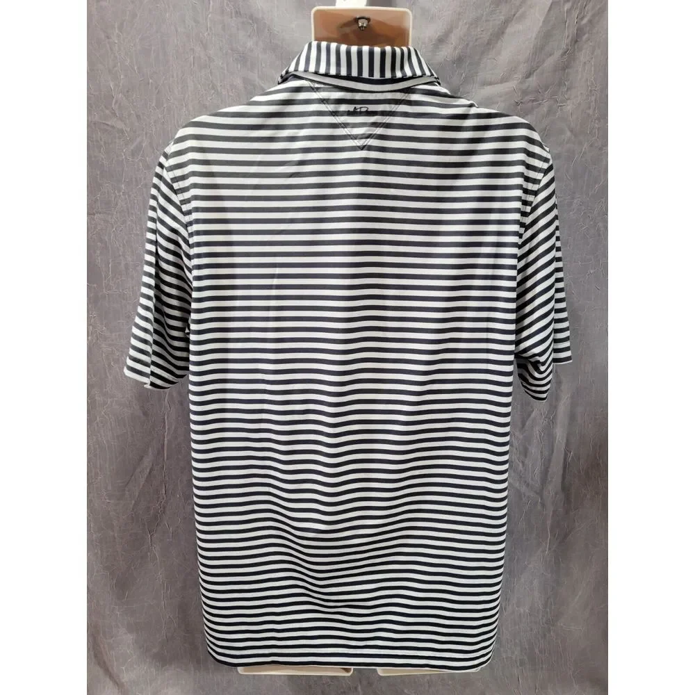 Adidas AdiPure Golf Polo Shirt Men's M Navy‎ White Striped Performance *READ*